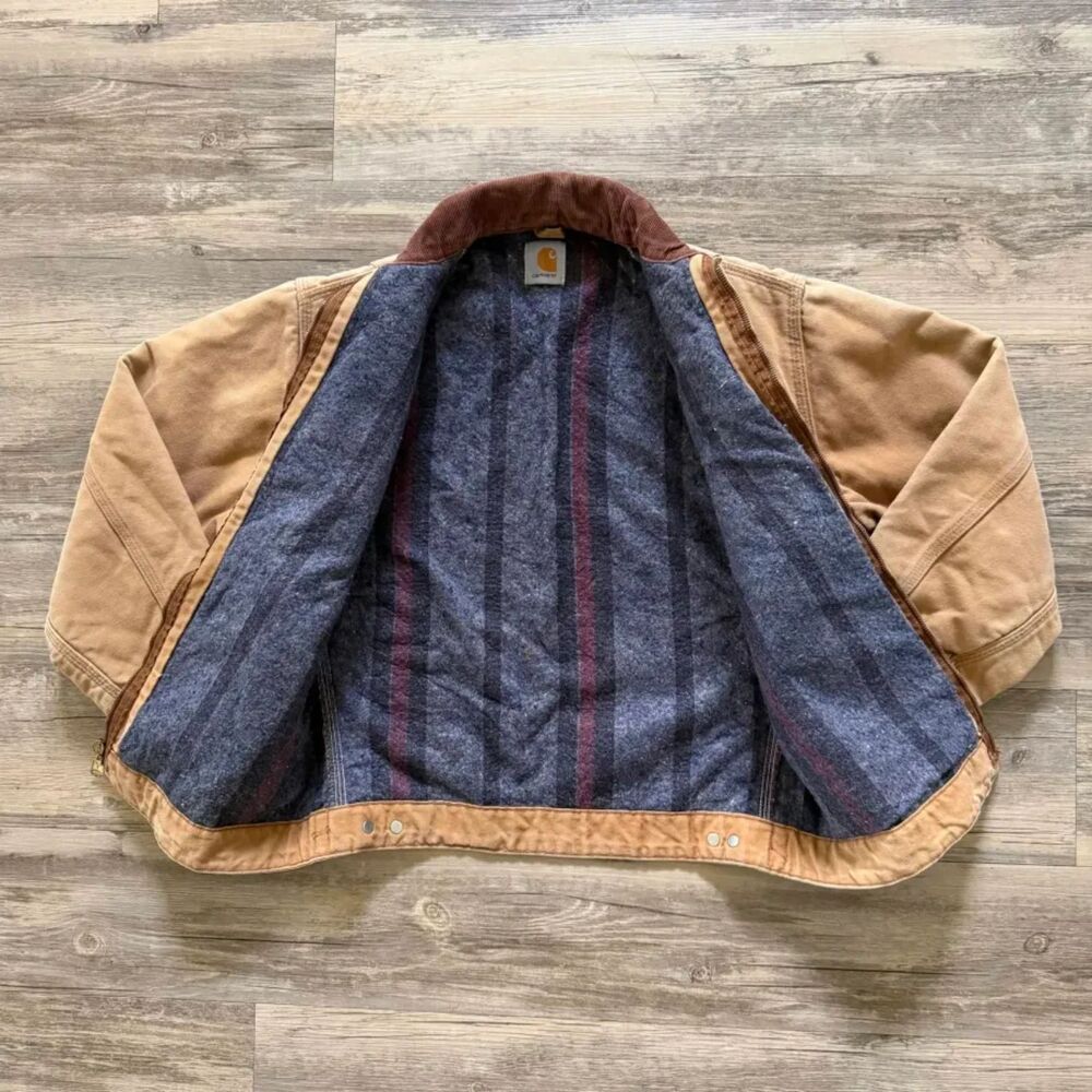 Vintage Carhartt J97BRN J01BRN Blanket Lined Brown Detroit Jacket Size Small - Picture 4 of 7
